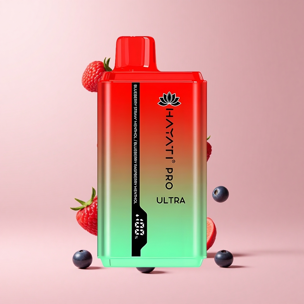 Blueberny Straw' Menthol Hayati Pro Ultra 15000 Puffs 850mAh 24ml 2% Nicotine
