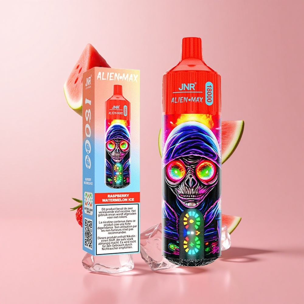 Raspberry Watermelon Ice JNR Alien Max 18000 Puffs Dual Mesh LED Display