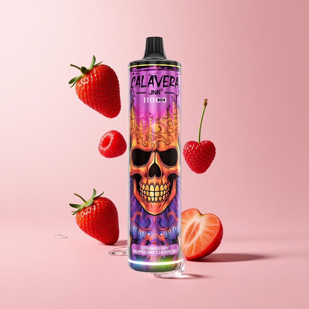Strawberry Raspberry Cherry Ice JNR Calavera 11000 Puffs 21ml Mesh