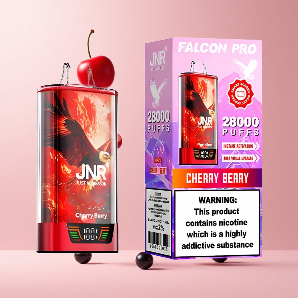 Cherry Berry JNR Falcon Pro 28000 30ml 950mAh 5% Nicotine Smart Display Dual Mesh