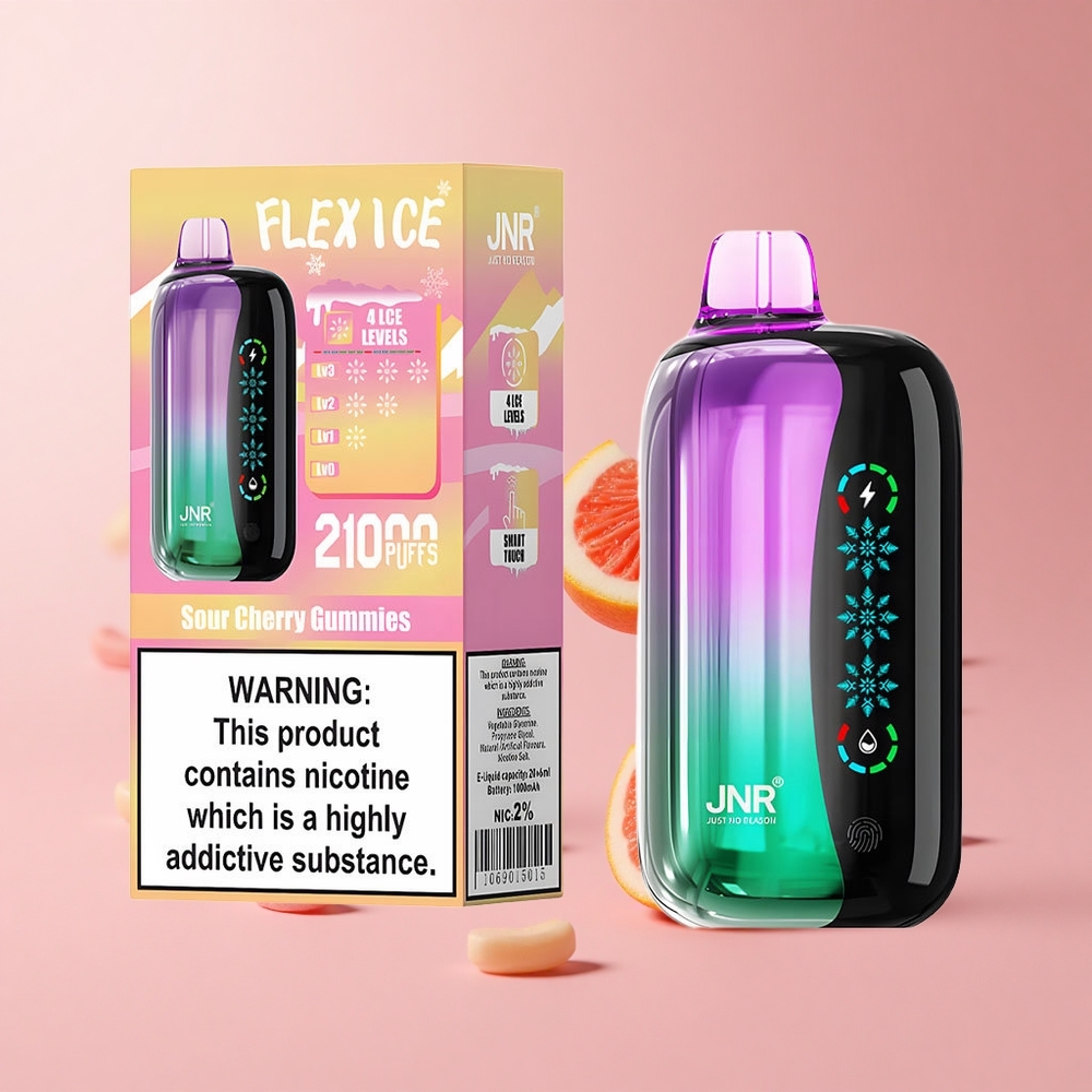 Sour Cherry Gummies JNR Flex Ice 21000 Puffs Dual Mesh Touch Screen