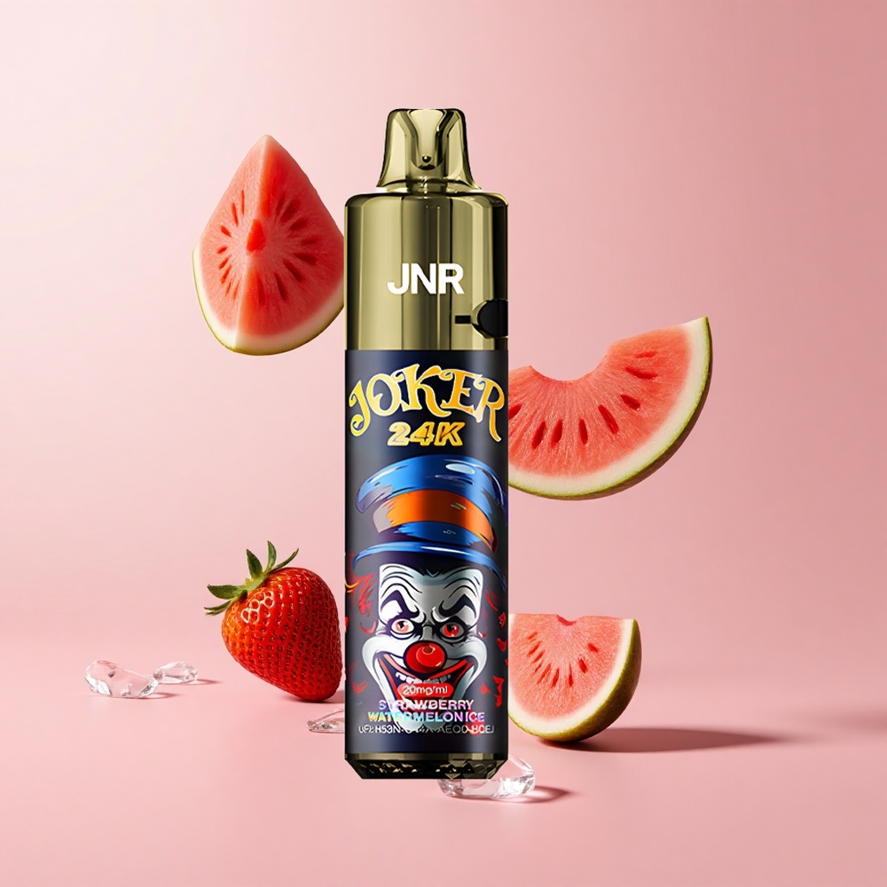 Strawberry Watermelon Ice JNR Joker 24K Puffs Refillable TPD Disposable Vape