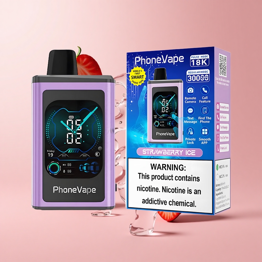 Strawberry Ice JNR PhoneVape 30000 Turbo App Disposable Vape