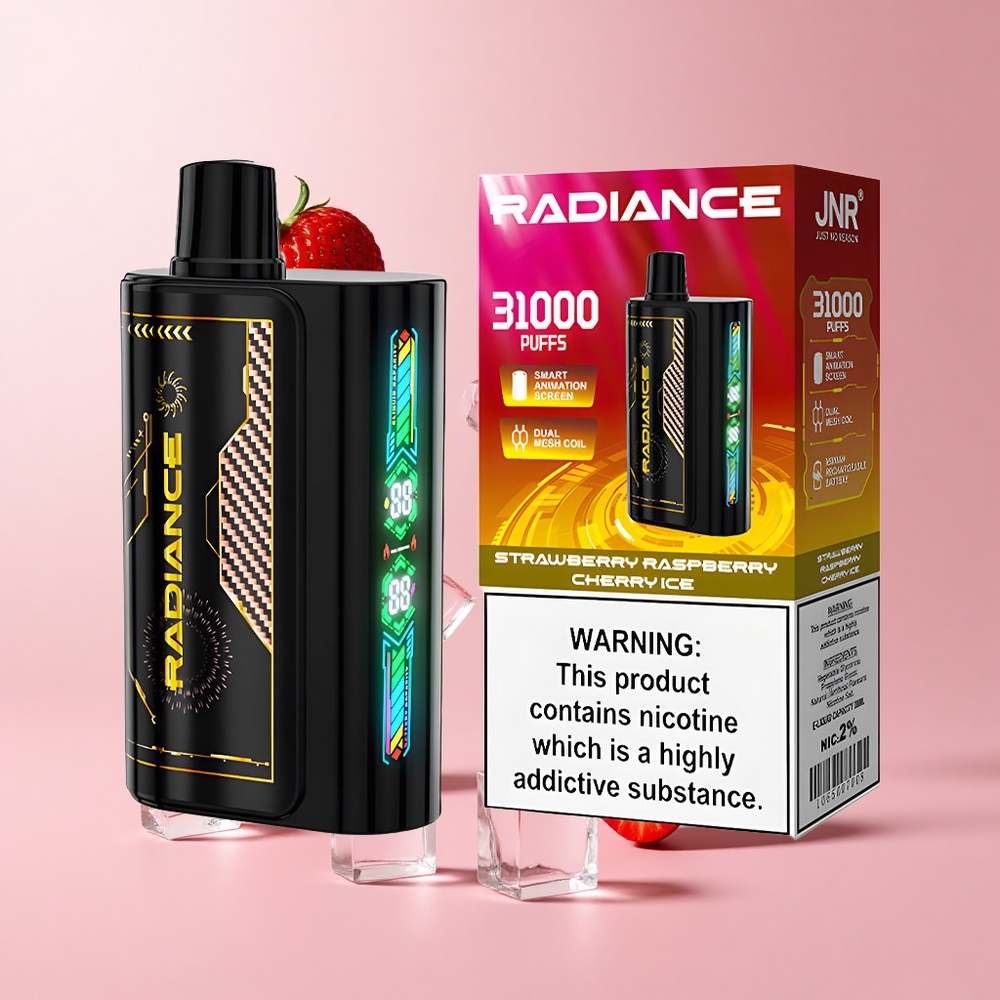 Strawberry Raspberry Cherry Ice JNR Radiance 31000 Puffs Dual Mesh Rechargeable