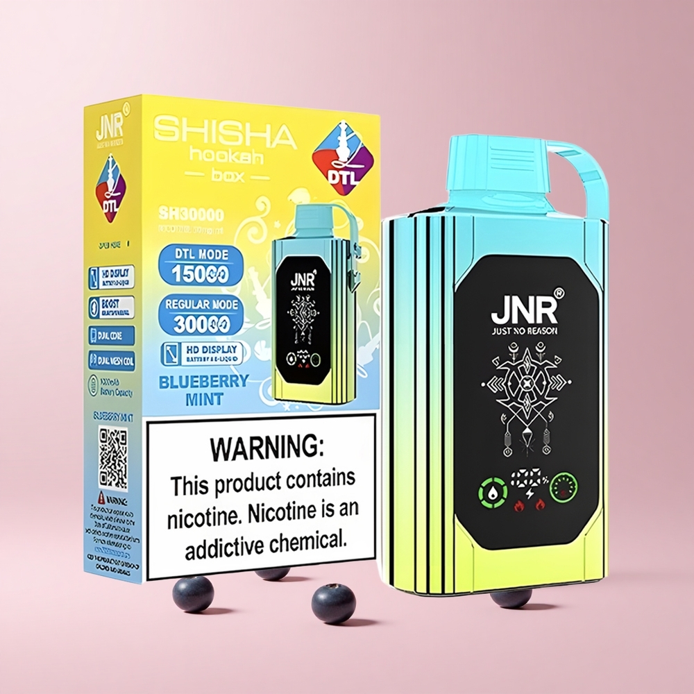 Blueberry Mint JNR Shisha Hookah Box 20500 Puffs Dual Mesh Disposable Vape