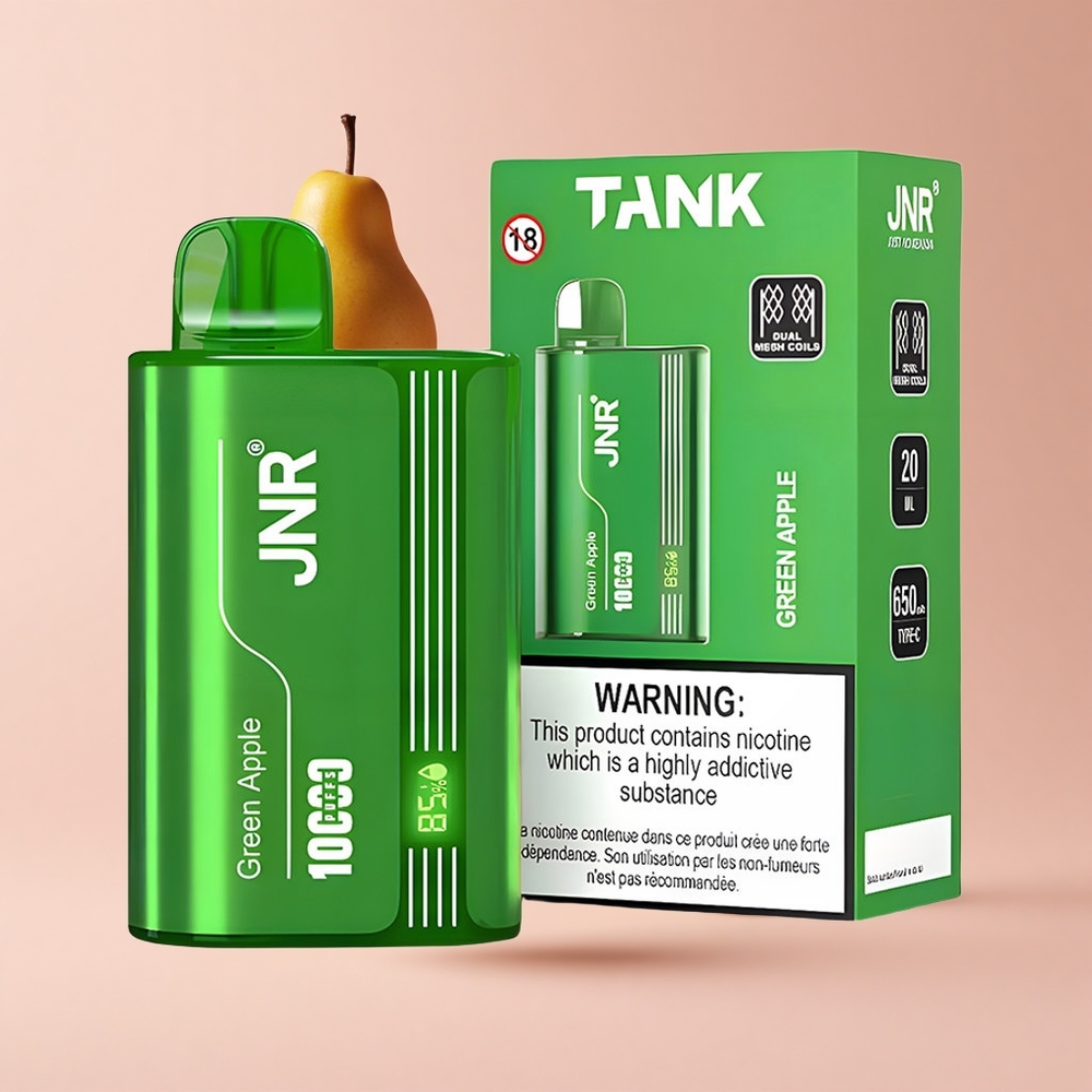 Green Apple Peach Pear JNR Tank 10000 Puffs Digital Dual Mesh Disposable Vape