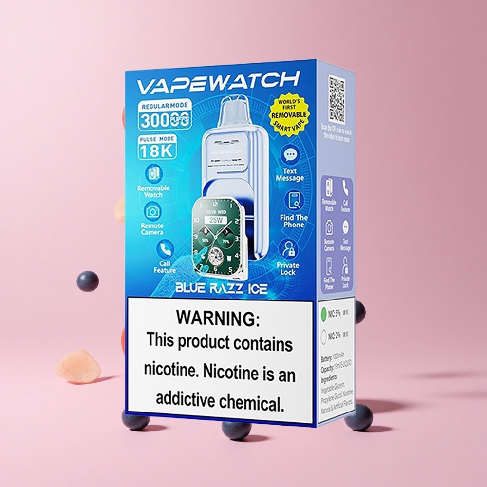 Blue Razz Ice JNR VapeWatch 30000 Puffs 19mL 5% Nicotine Dual Mesh