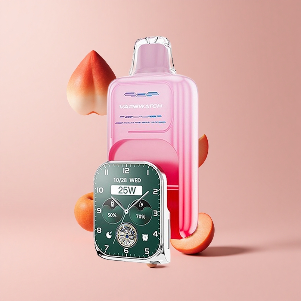 Georgia Peach JNR VapeWatch 30000 Puffs 1000mAh 19mL 5% Nicotine Dual Mesh