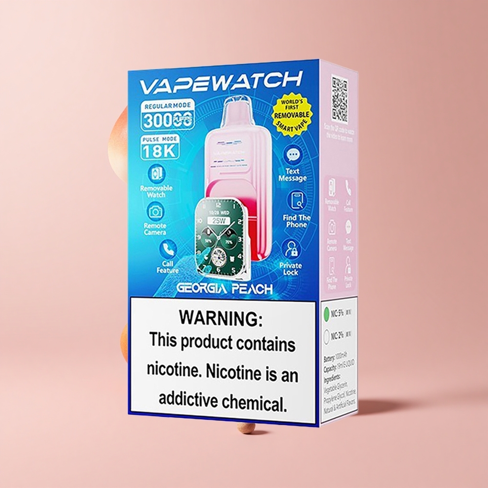 Georgia Peach JNR VapeWatch 30000 Puffs 1000mAh 19mL 5% Nicotine Dual Mesh