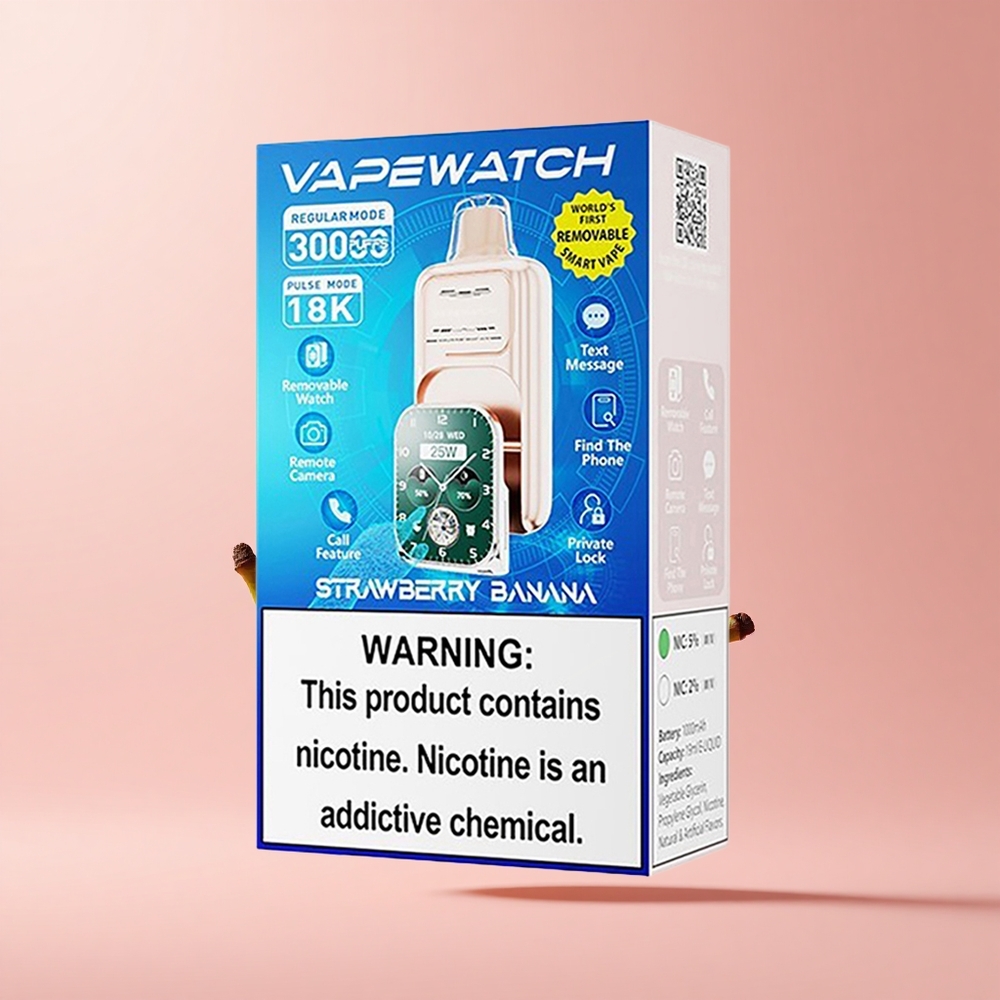 Strawberry Banana JNR VapeWatch 30K Puffs 19mL Dual Mesh