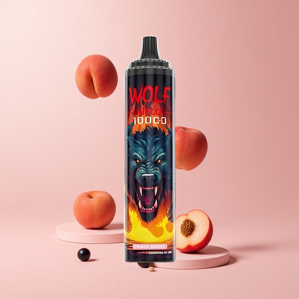 Peach Berry JNR Wolf Niplo 10000 Puffs 20ml 0%,2%,5% Nicotine Mesh