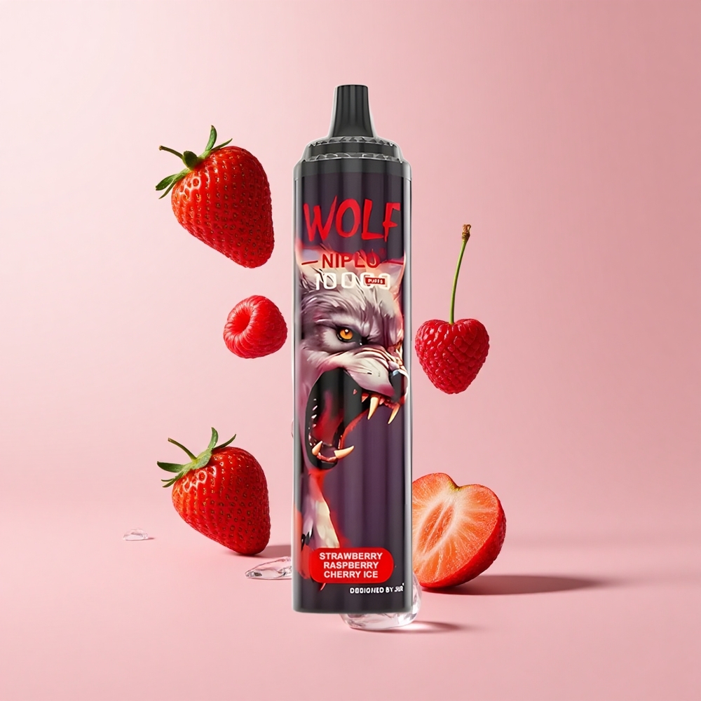Strawberry Raspberry Cherry Ice JNR Wolf Niplo 10000 Puffs 20ml Type-C